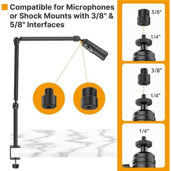Flexible Overhead Camera Mount Desk Stand, Webcam Stand Microphone Boom Arm - Picture 3 of 6